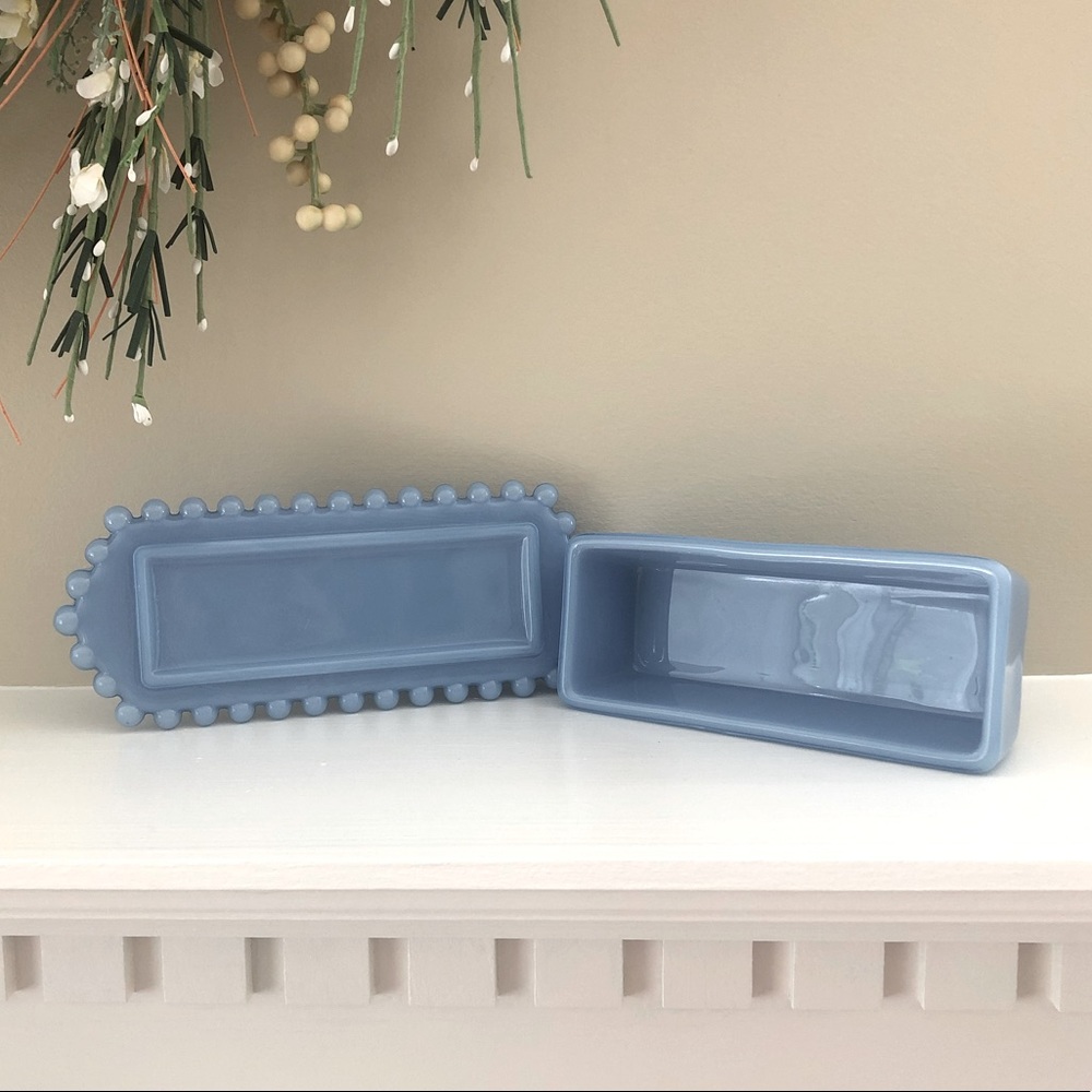 Vintage Blue Butter Dish Candlewick Milkglass - Picture 4 of 8